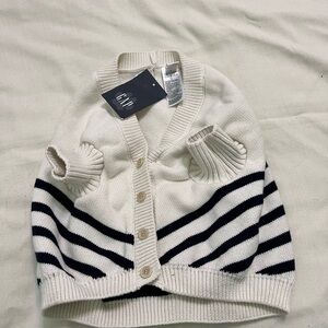 GAP Ivory and Navy Striped Dog Sweater